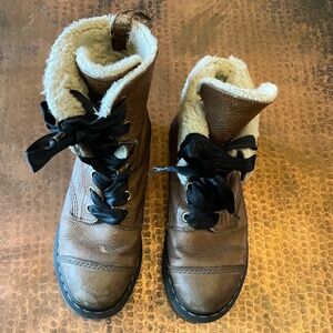 Dr. Martens Women's Aimilita Ankle Boot: Brown leather - Fur lined Size 8